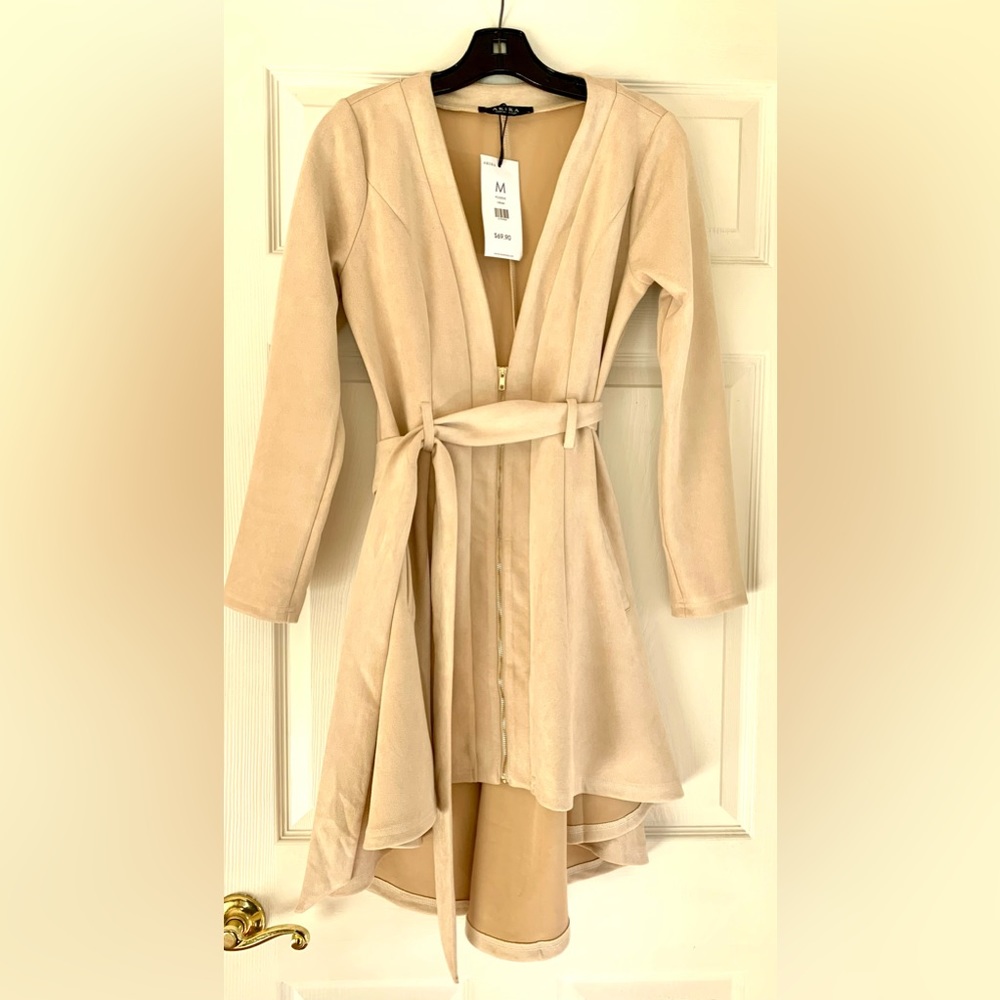 Akira Dress Faux Suede Trench High/ Low Cream Size Medium